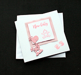 Pink Baby Giraffe - Handcrafted New Baby Card - dr17-0077